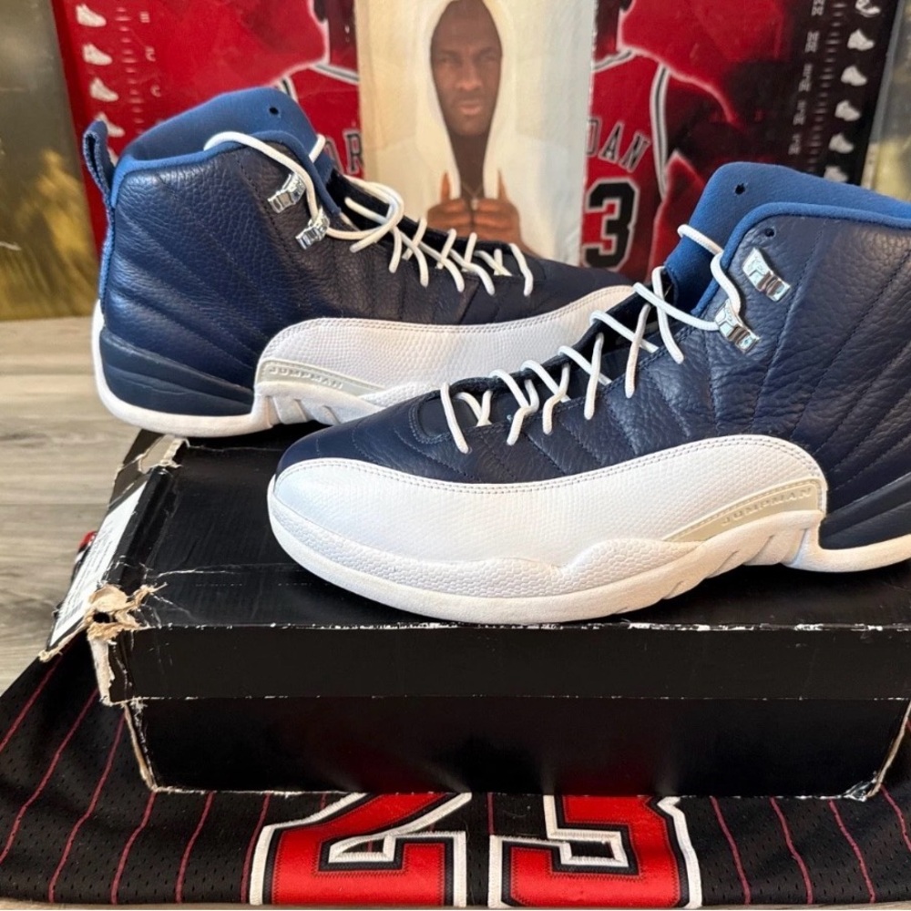Size 11 - Air Jordan 12 Retro 2012 Obsidian Blue White Leather (130690-410)